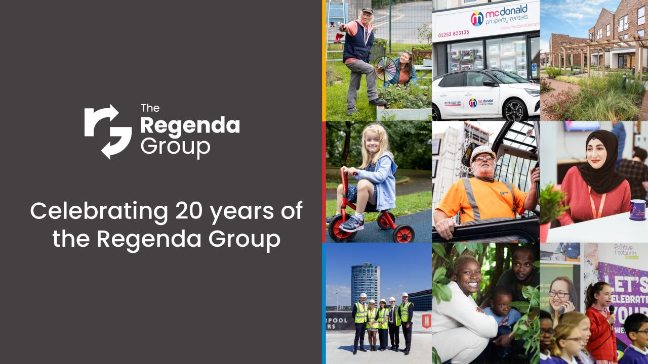 This image displays the different parts of the Regenda Group, Celebrating 20 years of the Regenda